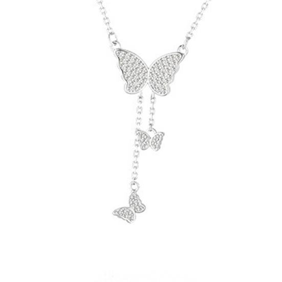 Butterfly Pendant Necklace for Women Adjustable Clavicle Chain Shiny Hypoallergenic Delicate Butterfly Jewelry for Everyday Wear