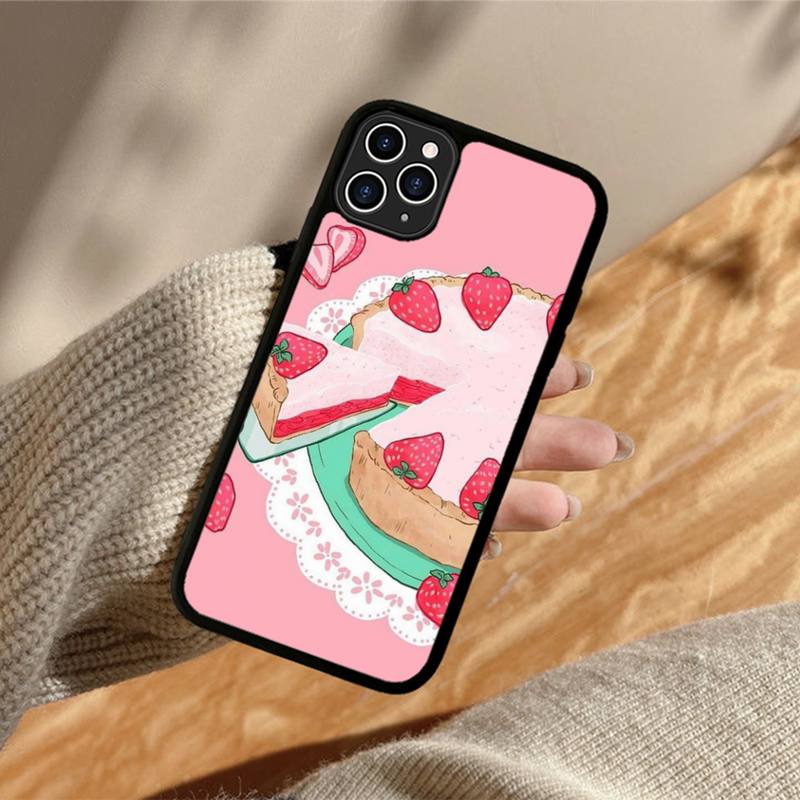 Krásný jahodový dort Pouzdro na telefon Silikonové PC+TPU Pouzdro pro iPhone 11 12 13 Pro Max 8 7 6 Plus X SE XR Tvrdé Fundas