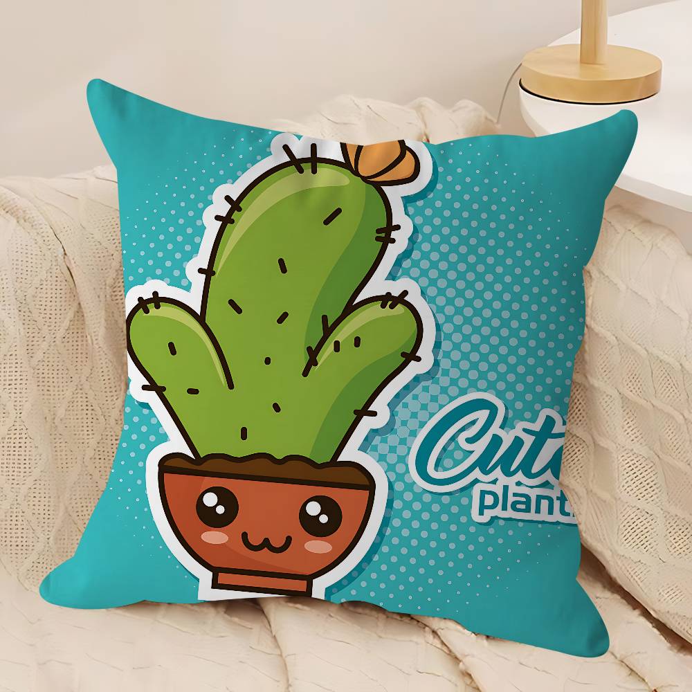 Niedlicher Cartoon Sukkulenten Kissenbezug Kissenbezug Deko Kissenbezug Bedruckter Kissenbezug für Couch