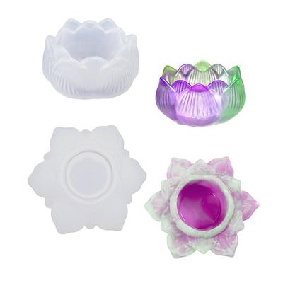 3D Silicone Lotus Shape Mold Candle Holder Mould Resin Casting Mold DIY Craft