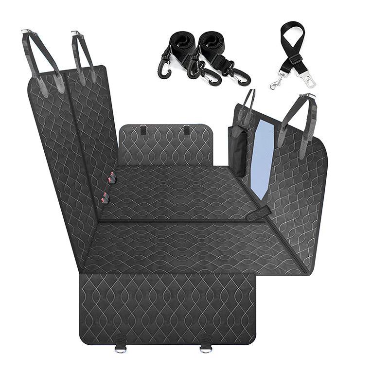 Car Rear Seat Pet Mat: Anti-Scratch Mesh Style Pet Cover and Cushion Black