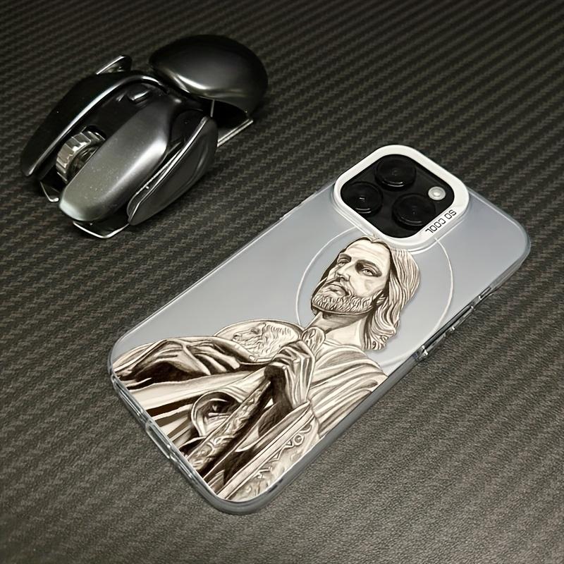 

Jesus Pattern Phone Case for iPhone 17 16 15 14 Plus 13 12 11 Pro Max Retro Art Design Soft Shockproof Protective Cover For iPhone 17 ProMax белый