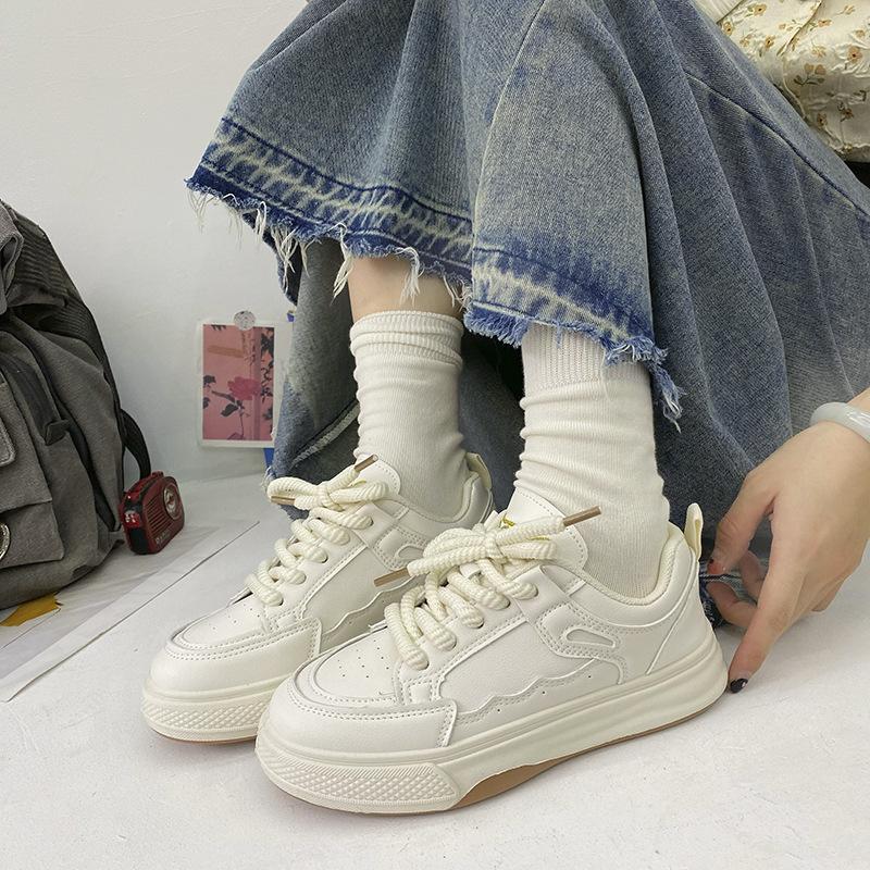 Splicing Color Board Shoes Children's Autumn New Ins Trendy Thick-soled Versatile Student White Shoes