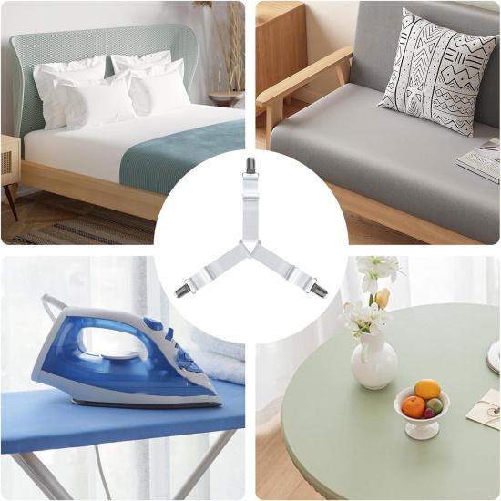 4 PCS Bed Sheet Straps – Adjustable Corner Clips to Keep Fitted Sheets in Place – Mattress Sheet Holders and Suspenders – Fits Twin, Queen, and