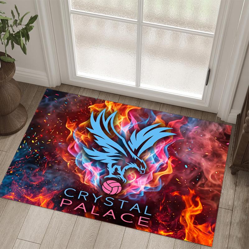 Crystal Palace Fußball Design Kristall Samt Teppich Gemütlich Kein?Rutschfester Teppich mit Aufdruck für Schlafzimmer Wohnzimmer Eingang