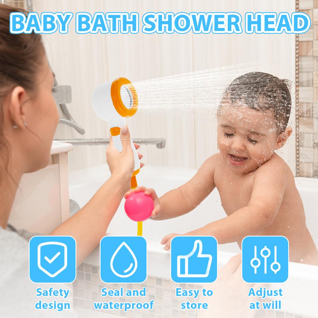 Baby Bath Toy Shower Head Cute Submarine Bathtub Shower Sprayer with Suction Cup Battery Operated Kids Shower Head for Bathroom