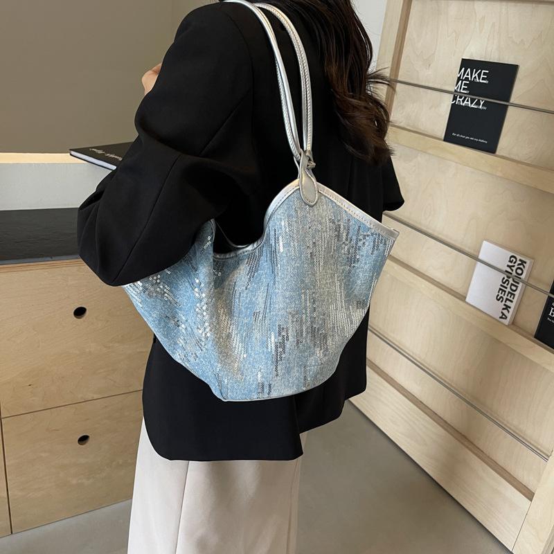 Bag Summer High-end Sense Niche Texture Underarm Bag 2025 New Denim Vegetable Basket Large-capacity Messenger Bag