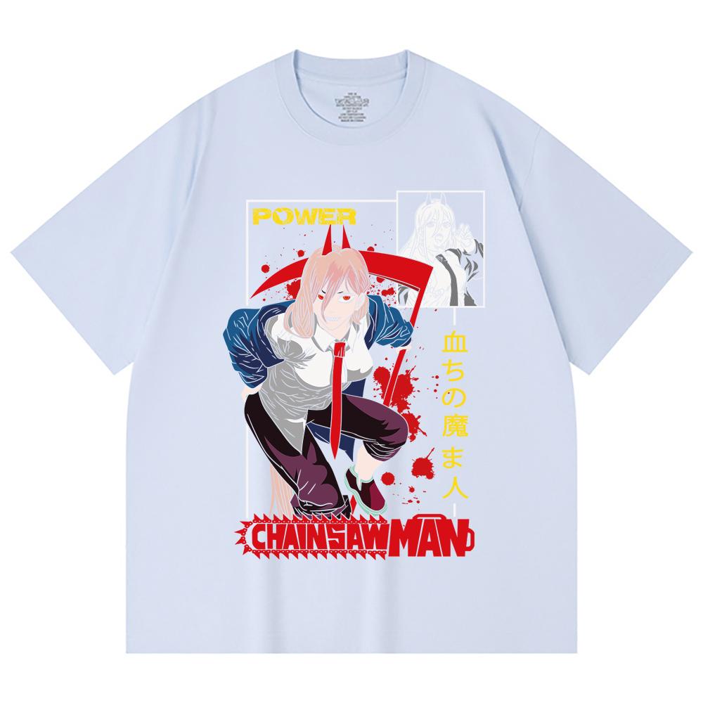 230 g/m² 100% Baumwolle Kettensägenmann V40 Power Print Unisex Schweres Baumwoll-T-Shirt