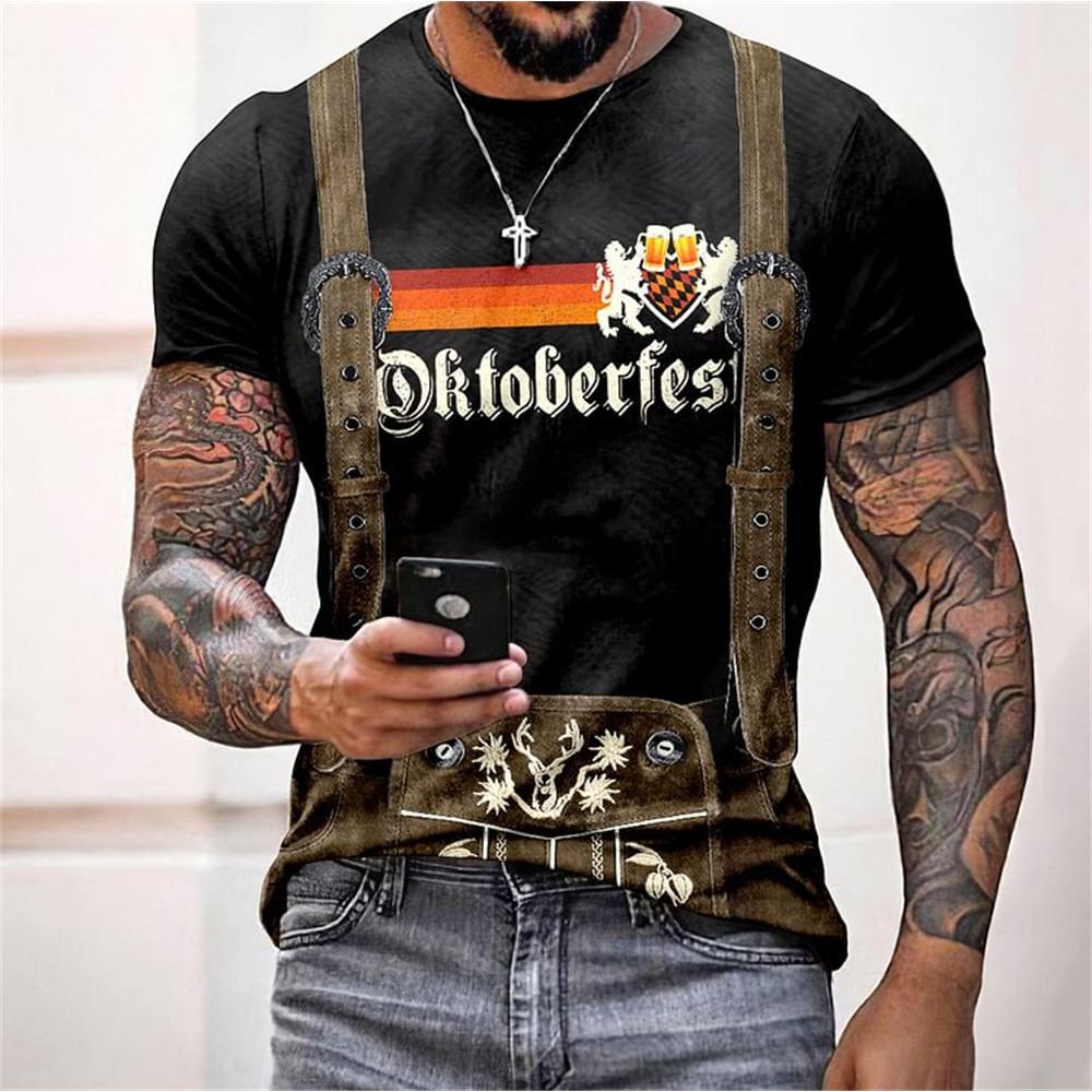 

Мужская футболка с принтом, с короткими рукавами, топ, ролевая игра, немецкий, пивной наряд, футболка уличной моды 6XL