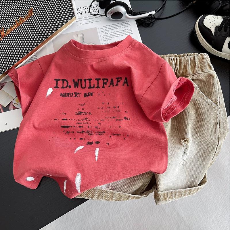 Jungen Sommerkleidungssets Kinder Freizeit T-Shirts + Shorts 2er-Set Sportanzug für Baby Trainingsanzüge Kinder Kurze Outfits