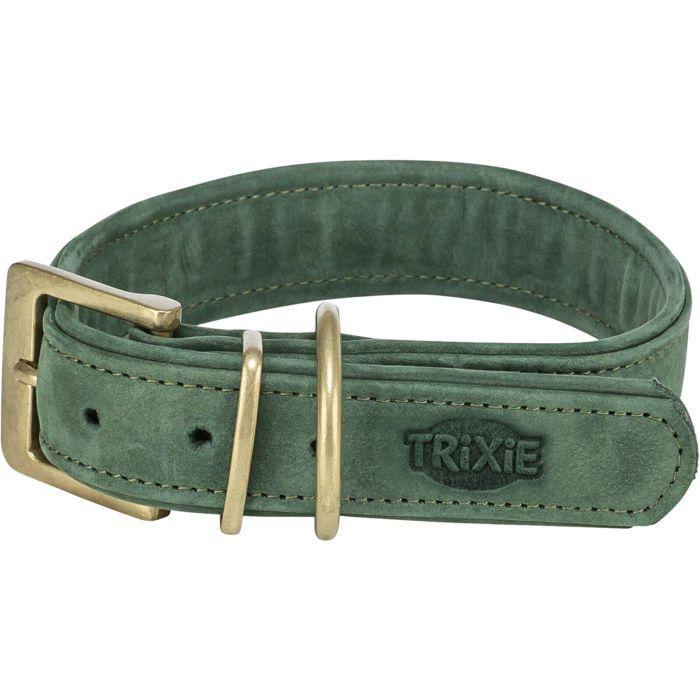 Collier Pour Chien - TRIXIE - Vert - Cuir Nubuck - Taille M/L - Confort Optimal