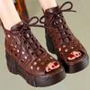 Fashion GKTINOO 2024 Fashion Ladies Sandals Openwork Gladiator Sandals Women Flat Sandals Open Toe Genuine Leather Summer Cool Boots