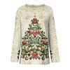 Women's Fashion Casual Slit Hem Round Neck Long Sleeve Loose  Printed T-Shirt Ladies Top