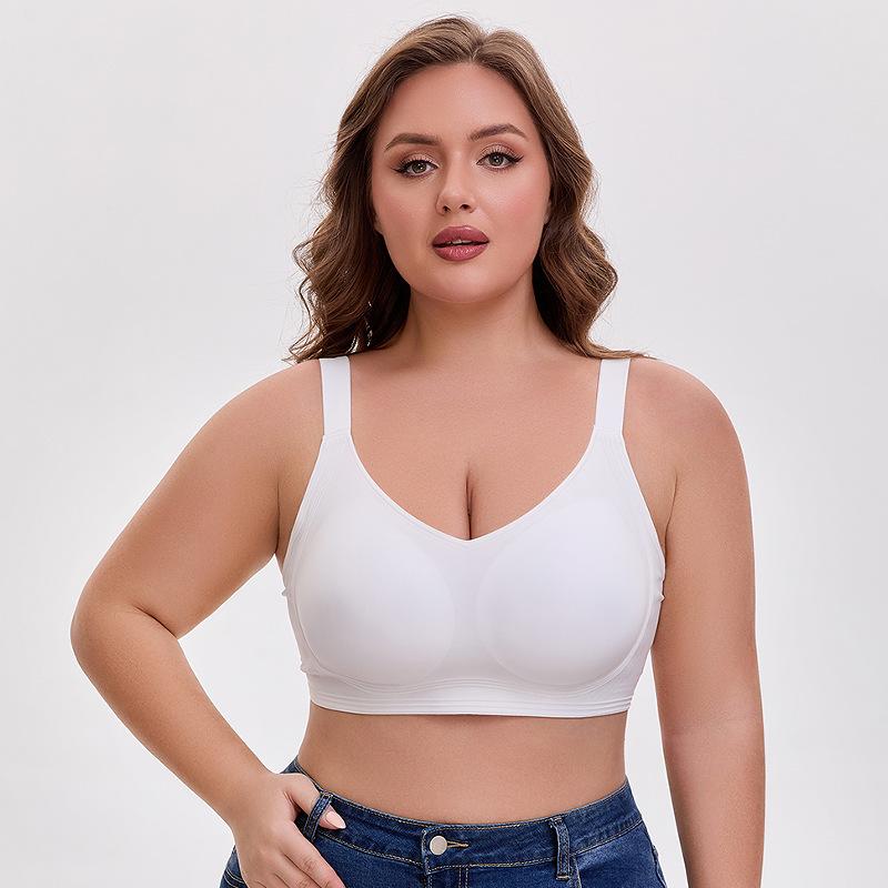New Women's Seamless Gathering Bra No Steel Rim Full Coverage Comfort Bra V-Neck Bra No Steel