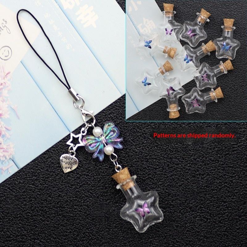 

Mini Wishing Bottle Keychain For Diy Decoration Craft Keyrings Funny Pendant Lanyard Keycord Jewelry Gift as the picture