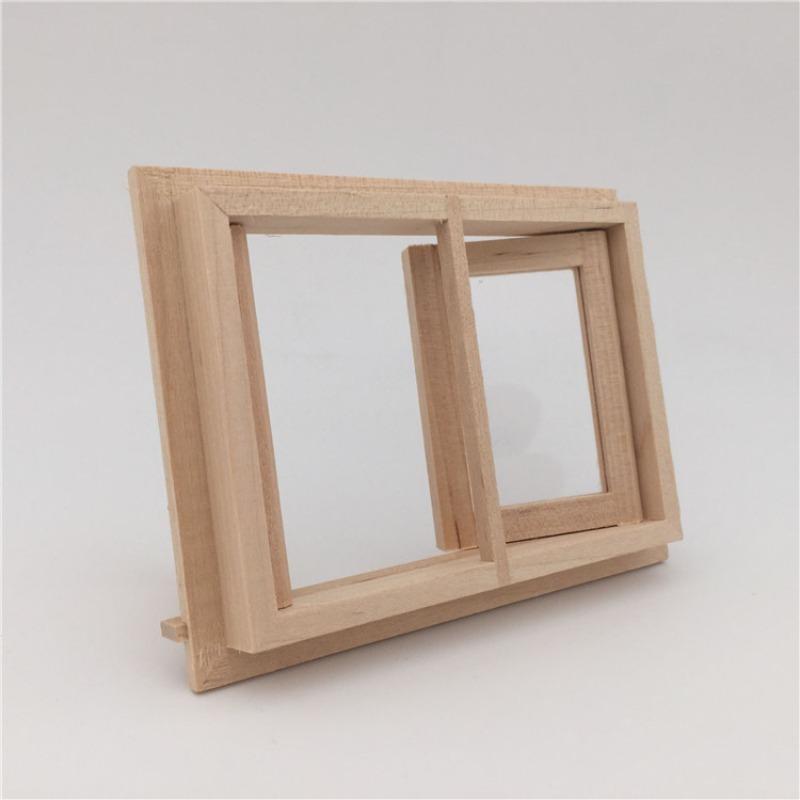 2 Pieces Dollhouse Window Toddler Toy Miniature Gnome Door Undyed Wood Window Games Fairy Garden Accessories Toddler Ornament Toy