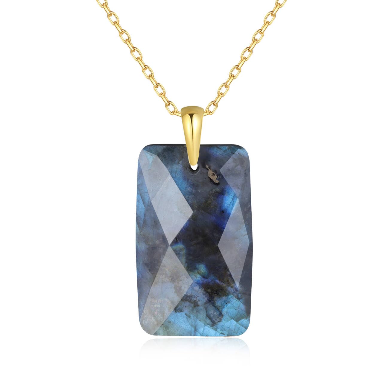 

Labradorite Plate Natural Stone Amulet Power Stone Necklace for Women [Koai] сірий колір