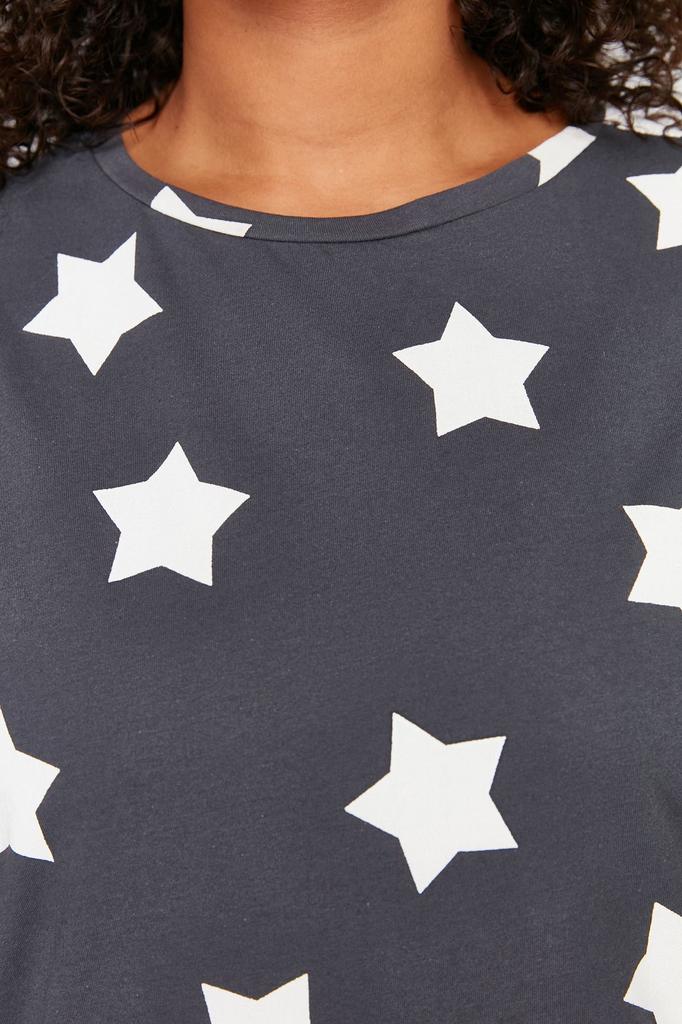 Women's Style Plus Size Lilac Star Printed Knitted Pajama Set