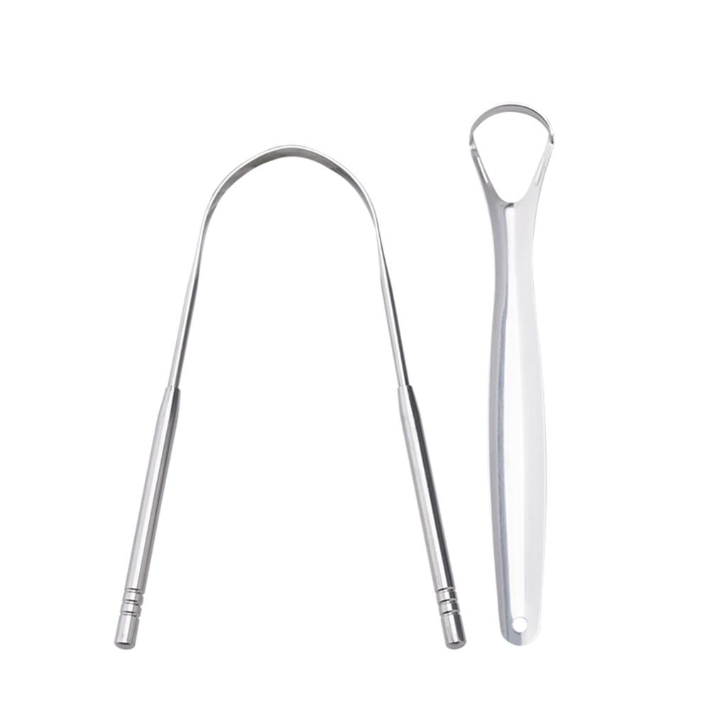 Tongue Scraper 2 Pack In Different Shapes Reduce Bad Breath Stainless Steel Tongue Cleaners Metal