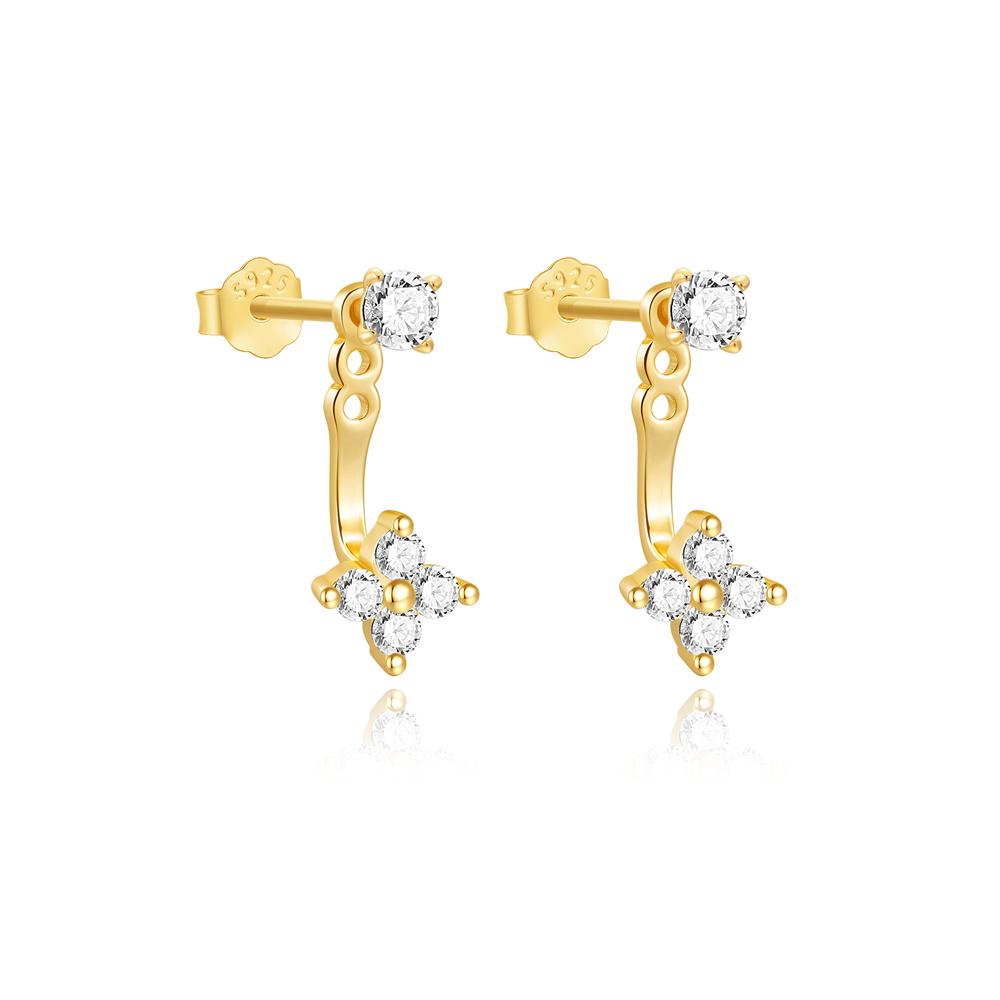 ROXI S925 Silver Petals Stud Earring Microinlaid Colorful Cubic Zirconia Chain Tassel Earrings For Women Dangle Earring
