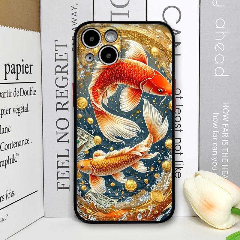 

Luxurious Golden Koi Fish Pattern Shockproof Phone Case for IPhone 17 16 Pro Max 15 14 13 12 11 XS MAX X XR 7 8 Plus Back Cover iPhone 15 Pro Max