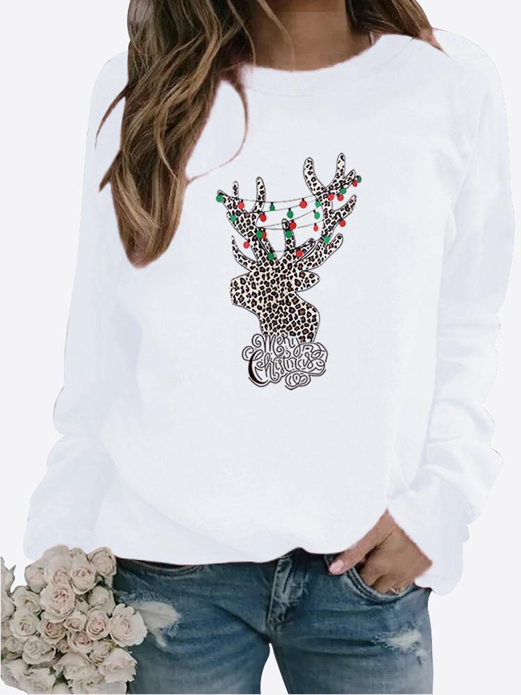 Podzimní Nový Svetr Dámský Potištěný Top Tričko Dámské Kulatý Výstřih Dlouhý Rukáv Ležérní Mikina Plus Size Halenka