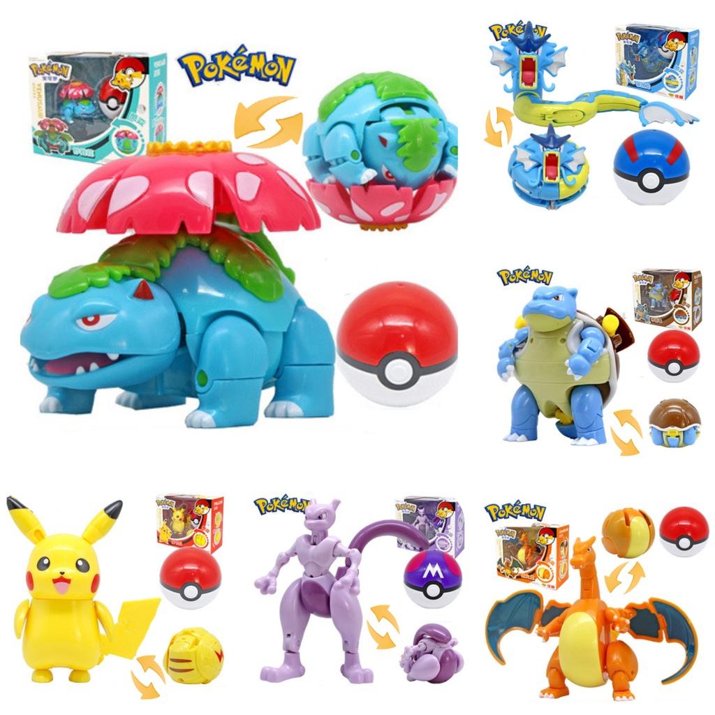 Pokemon Transforming Egg Figures Pikachu Charizard Bulbasaur Collectible Toys