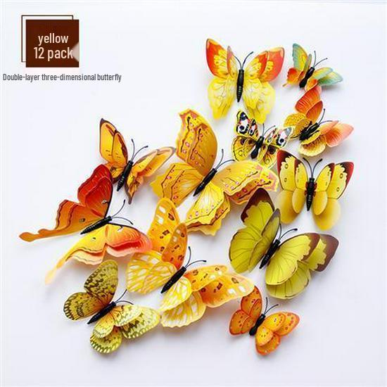 3D Stereo Double-Layer Butterfly Wall Stickers - Creative Home Decor for Living Room, Bedroom, Wedding