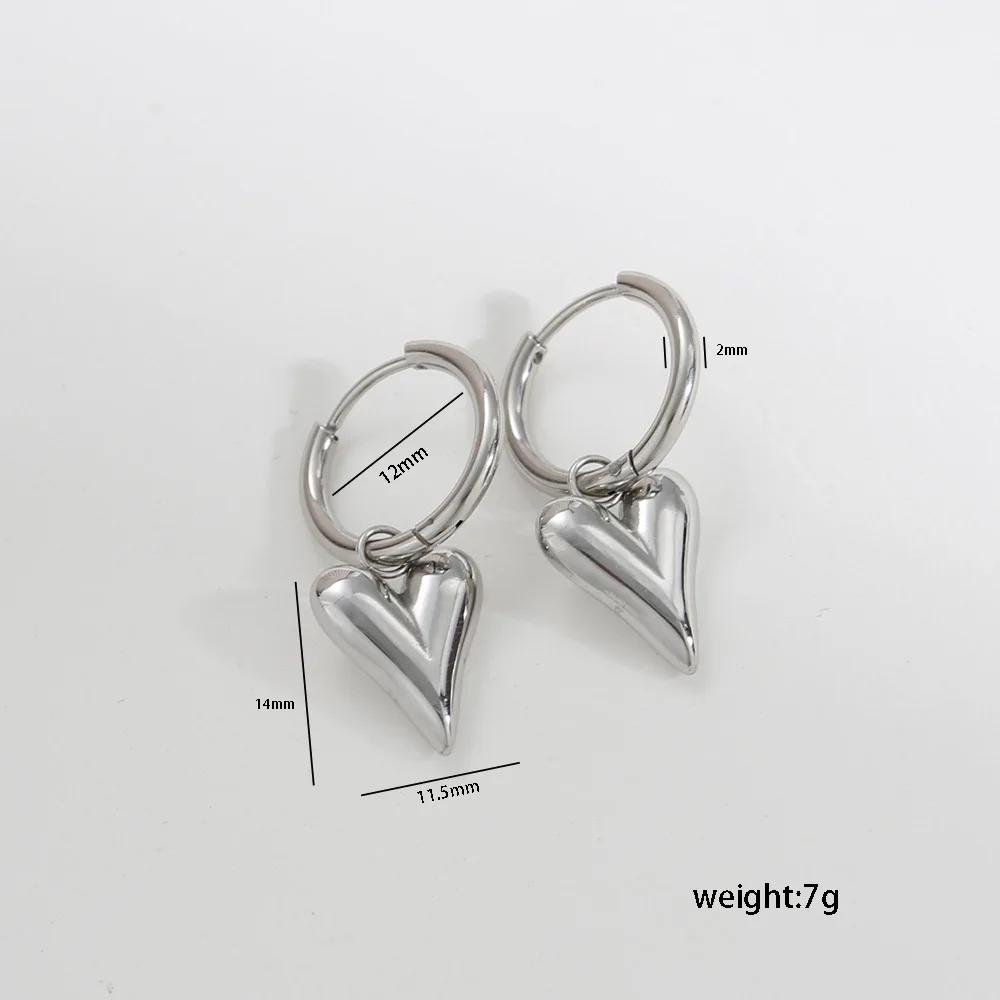 Stainless Steel Chic Heart Huggie Hoop Earrings Charm Gold Color Tarnish Free Trendy Fashion Jewelry Accessories for Women Girls