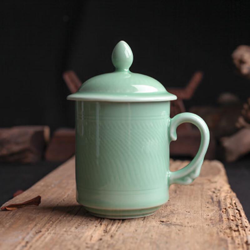 

Chaxun Di Yao Plum Green Celadon Office Teacup with Crystal Infuser