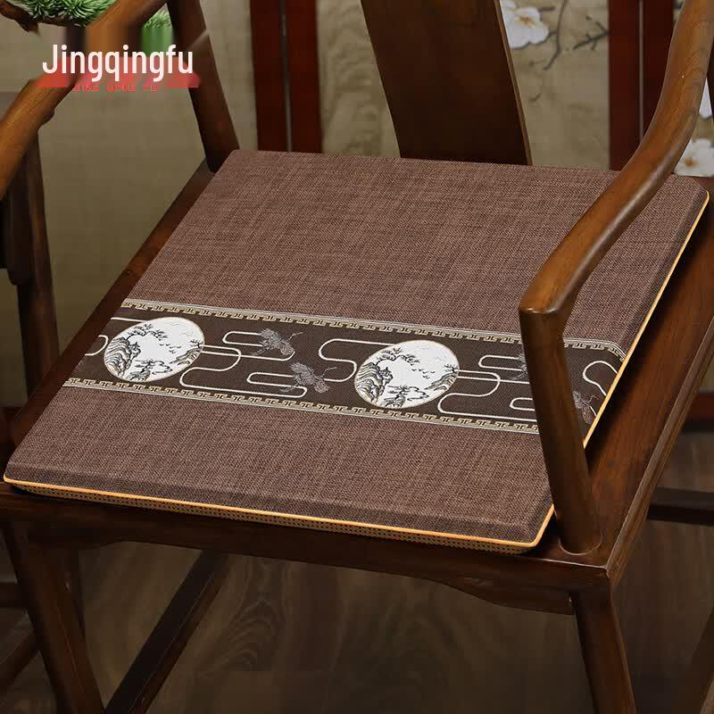 New Chinese Style Cotton Linen Chair Cushion кофейный