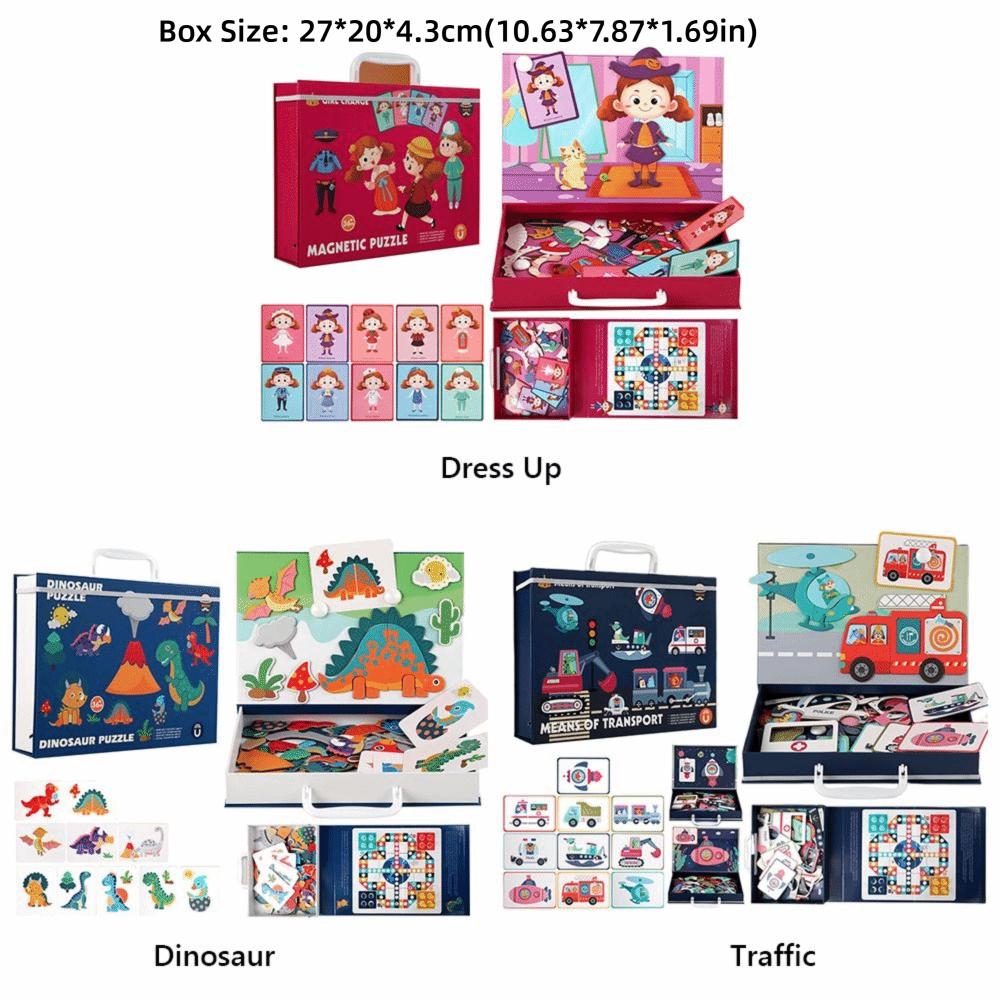 Wood Magnetic Stickers Toys Cartoon Pattern Montessori Games Jigsaw Puzzle  Early Educational