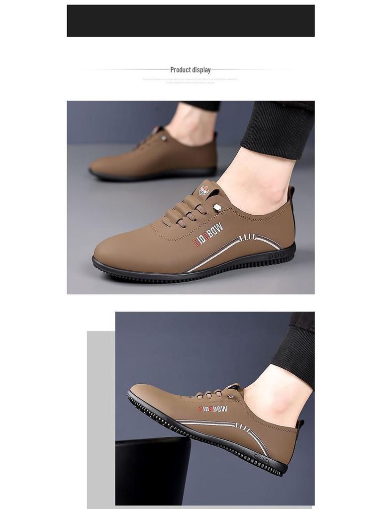 Pánské jarní boty z měkké kůže, nazouvací, ležérní - Lehké obchodní boty pro tátu