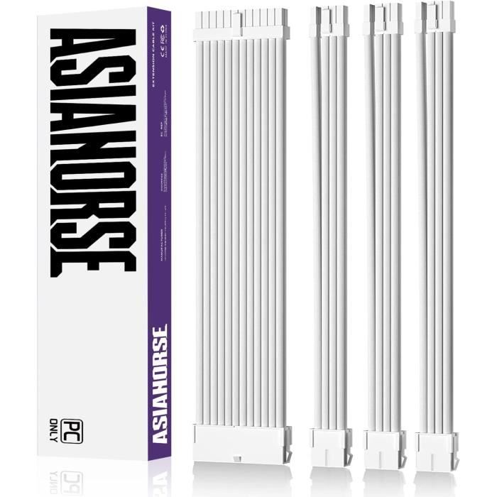 Asiahorse psu cable extension,sleeved cable kit for gpu/cpu,18awg power supply cable extension with cable combs,2