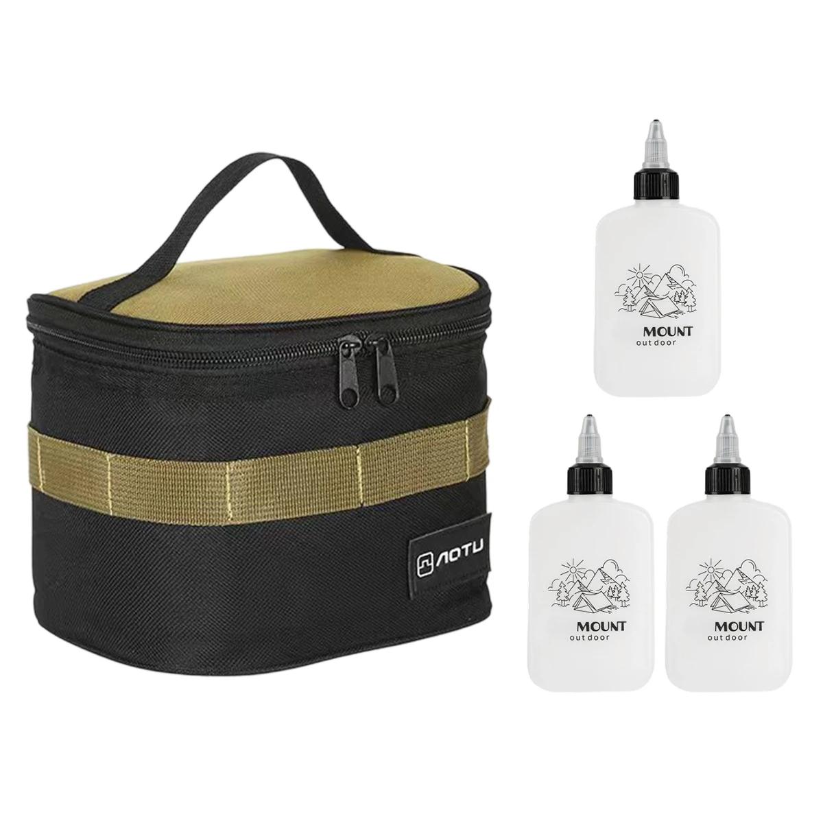 Outdoor Camping Seasoning Bottle Set Storage Bag Portable Oil Liquid Seasoning Bottle Spice Jar Barbecue Camping Supplies