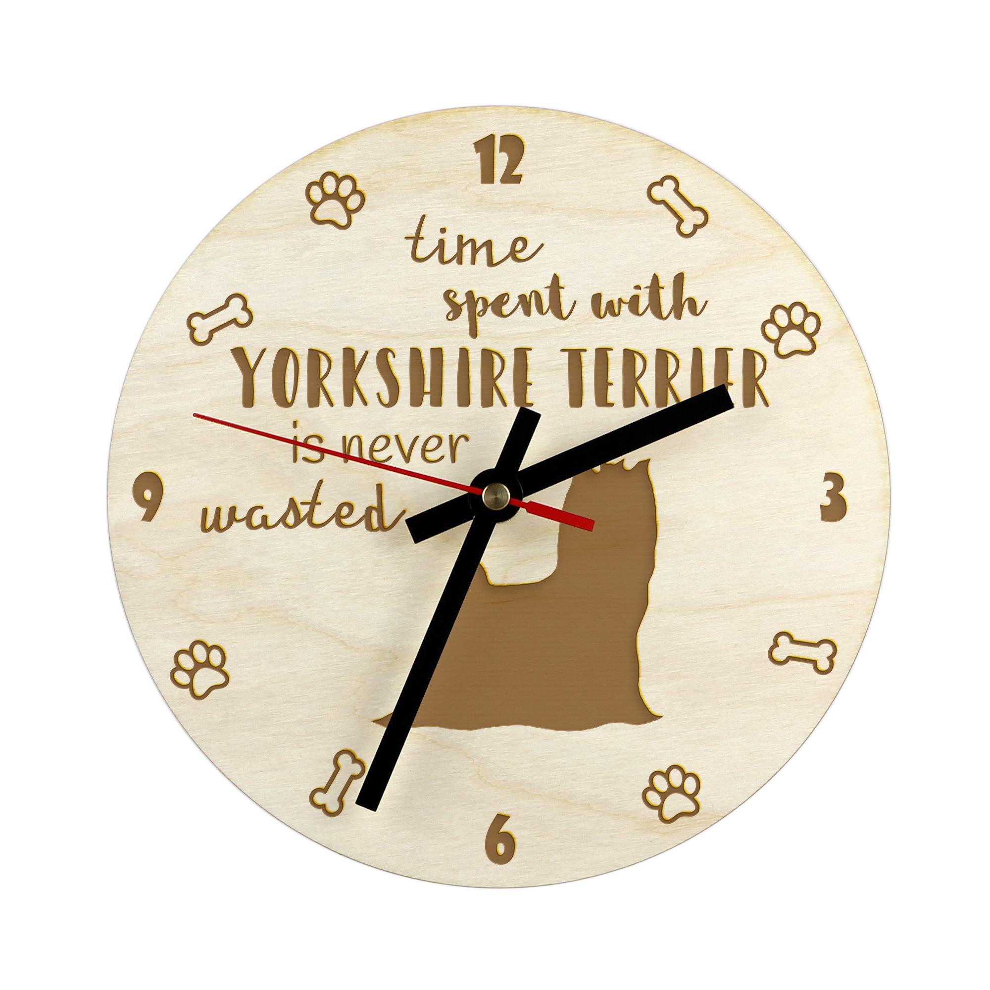 

Yorkshire Terrier, Yorkie - clock with dog, wooden clock with engraving, personalised clock by Art-Dog