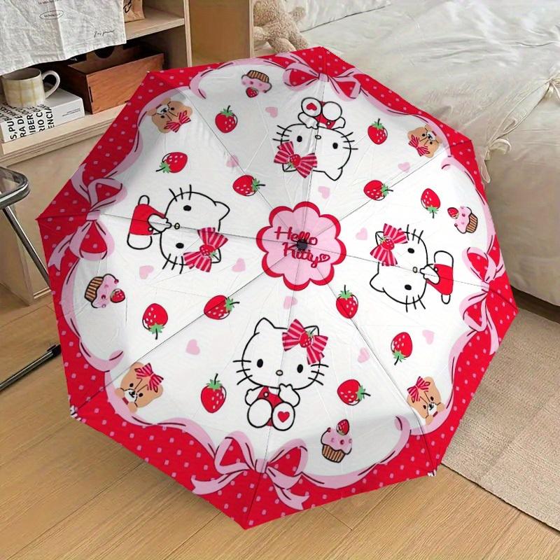 1pc Hello Kitty Strawberry Goodness Umbrella with Plastic Handle,Suitable for All Seasons Home Travel Outdoor UmbrellaSanlio599