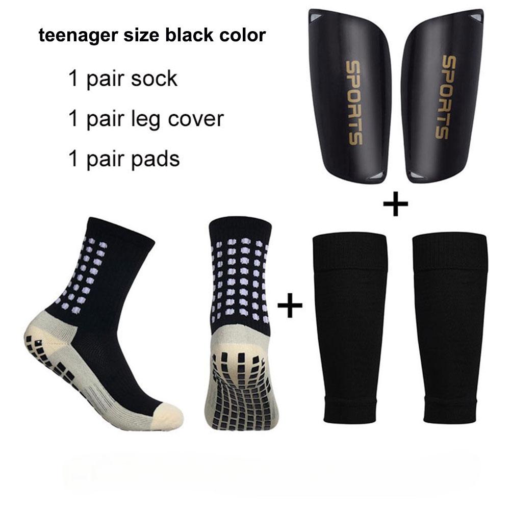 Teenager Size a Set of Soccer Shin Guard Football Grip Socks and Soccer Sleeves Crew Football Sport Socks for Youth 36-44