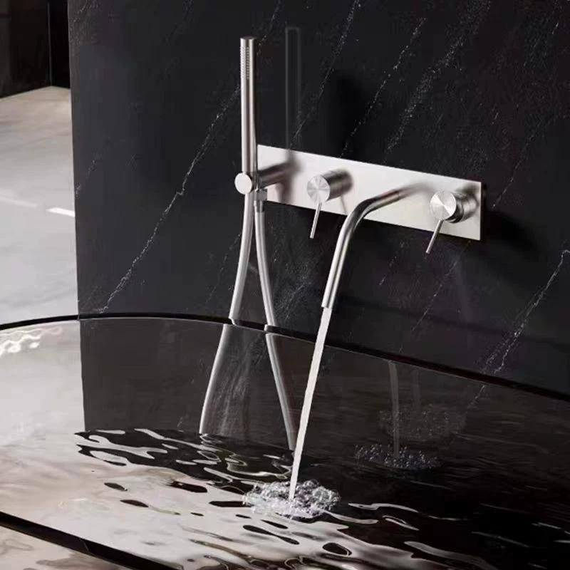 Brushed Gold In-wall Bathtub Faucet Widespread Bathtub Sink Mixer Tap Black Brass Bathroom Bath Shower Faucet Hand Shower Head