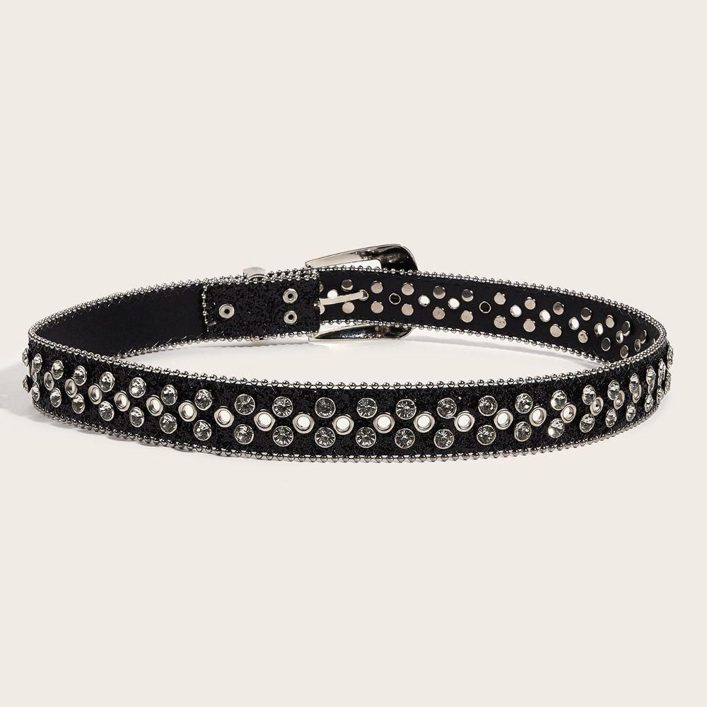 Y2K Rhinestone Belts Zinc Zinc Alloy Waistband Simple Blingbling Belt  Women