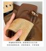 Holiday Wind Metal Pinch Temperament Square Head Grass Woven Cover Toe Cool Slippers Female Summer