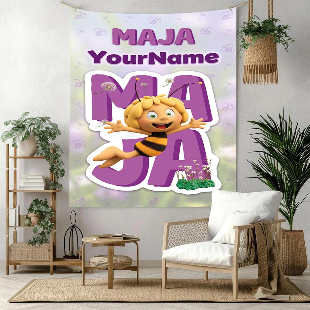 Biene Maja Custom Your Name Wall Decor Tapestry Art For Pet Memorial Birthdaywedding Party Backdrop Family Gift