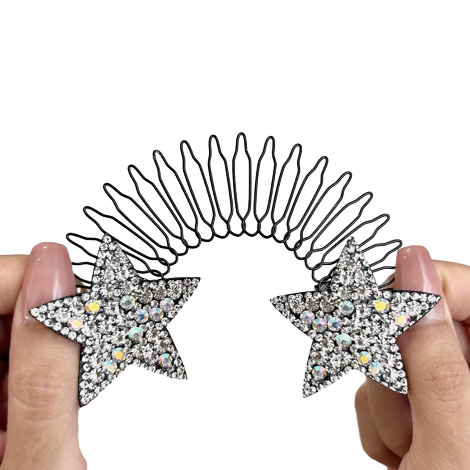 

Металлический гребень для волос сбоку Пятиконечная звезда Заколка-слайдер для пучка Гребень для волос со стразами Зажимы для волос Заколки для женщин Девушек Подростков A