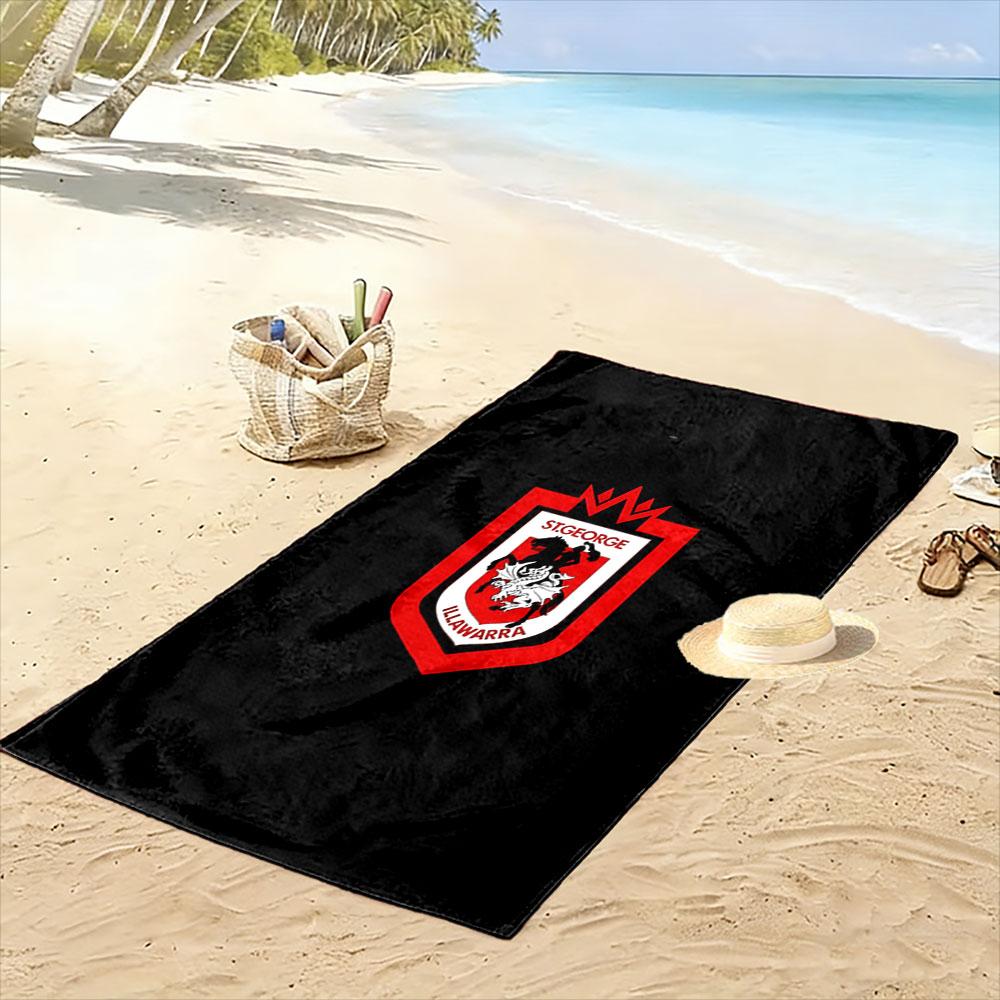 "St George Illawarra Team Emblem Design" Patterned beach towel quick dry perfect for travel outdoor sports jogging the beach and swimming