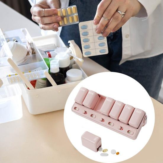 Weekly Pill Organizer Medicine Storage Box Moisture-Proof Design Compact Portable Pill Tablet Storage Case Protector