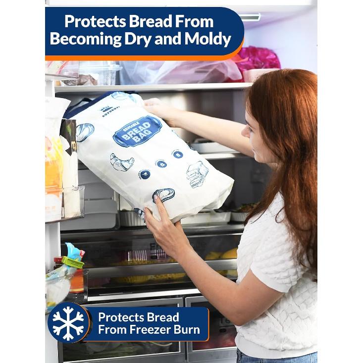 Royoroyi Bread Bags for Homemade Bread,2 Packs Reble Bread Bag,Freezer Bread Storage Bag,Waterproof Zipper Bread Container to Keep Bread Fresh gift