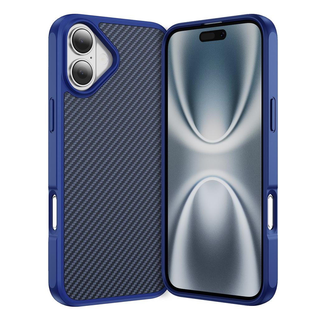 For iPhone 17 Case Carbon Fiber Texture PC+TPU Phone Cover Compatible with MagSafe