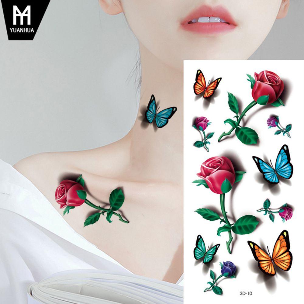 Easy To Clean 3D Butterfly Flower Feather Party Accessories Women Tattoo Sticker Body Stickers