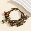 Retro Bohemian Literary Small and Fresh Cherry Bead String Fringed Bracelet, Rare and High-end Fashionable Ethnic Accessory.