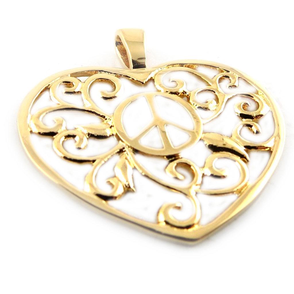 Les Trésors De Lily [F9175] - Gold Plated 'Heart Peace' Pendant